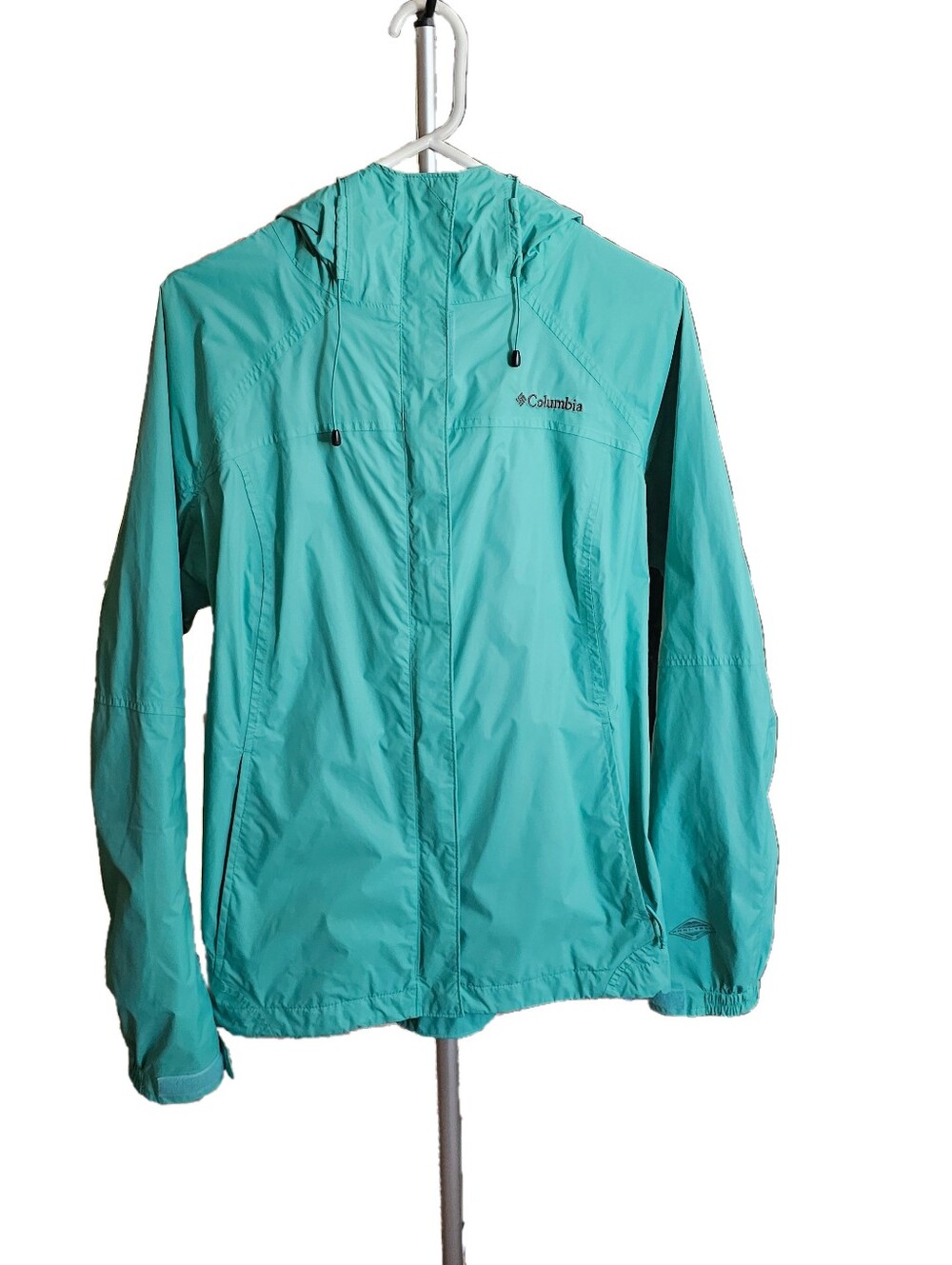 Columbia Women's Large Hooded Rain Jacket | Aqua/Teal | Excellent Used Condition - Picture 2 of 5